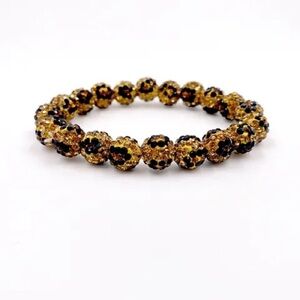 Leopard Pave Rhinestone Bracelet - BLING! Animal Print, Jewelry, Beaded Bracelet
